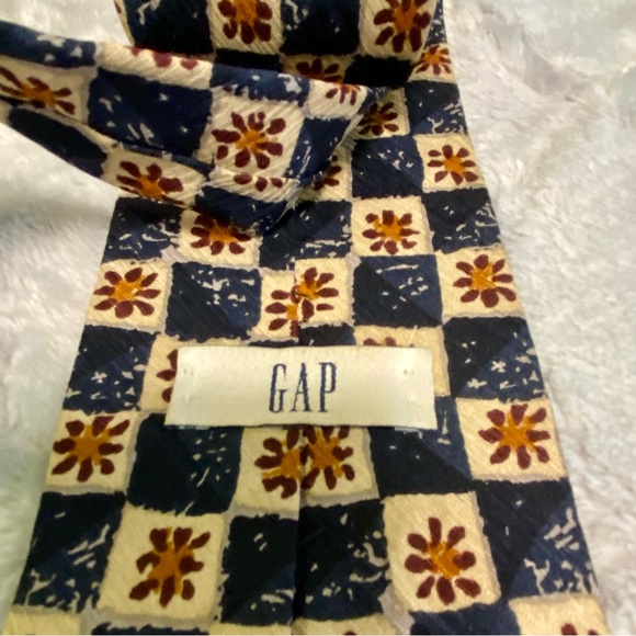Gap Blue & Beige ๐ฏ% Silk Tie 4โ Wide 57โ Long Artistic Print GUC - Picture 3 of 5